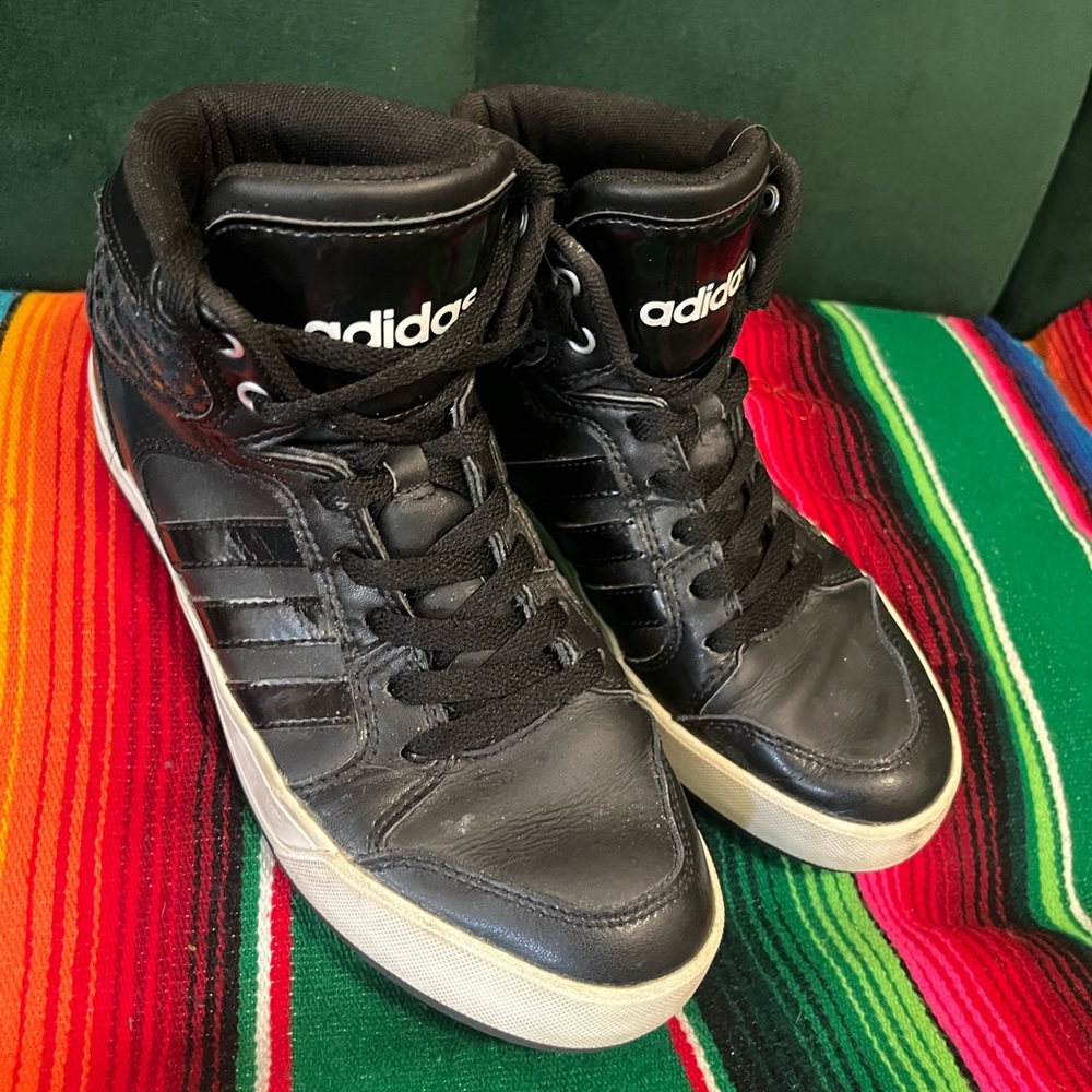 Adidas Black Leopard Embossed Hi Top  Sneaker